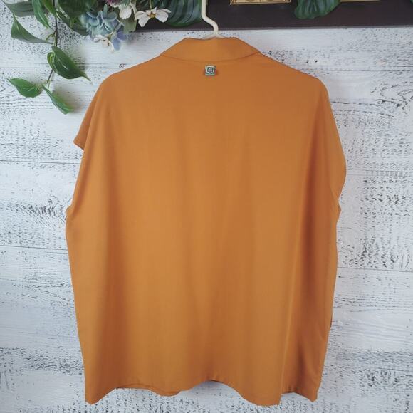 Mediclo Scrub Top Polo Collar Sz L Performance Fabric 2-Button Placket Stripe - Picture 5 of 11